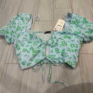 Zara Light Blue Floral Blouse